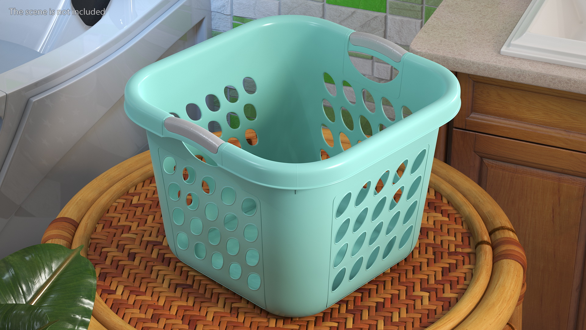 Plastic Laundry Basket Square Blue 3D model