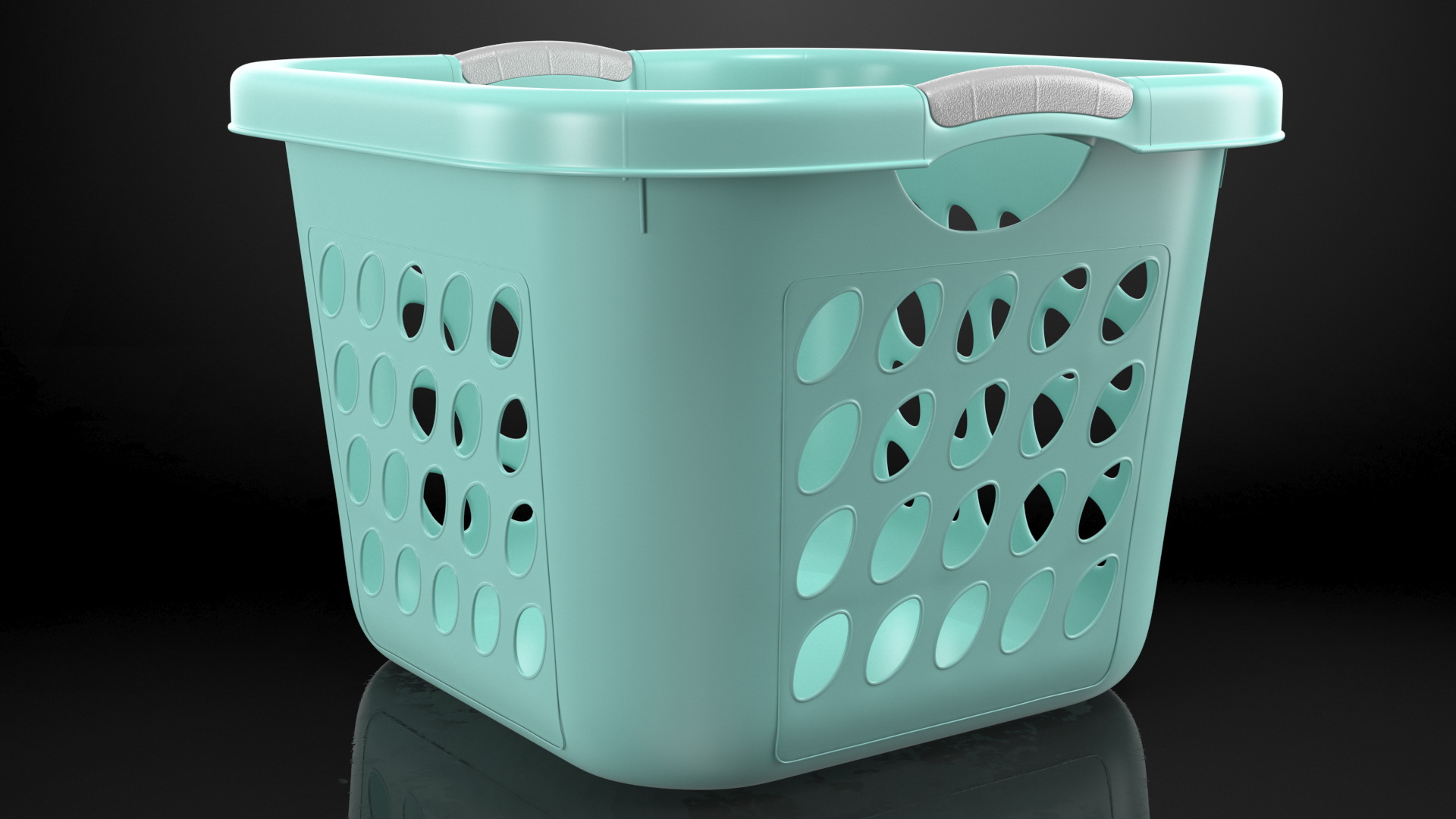 Plastic Laundry Basket Square Blue 3D model