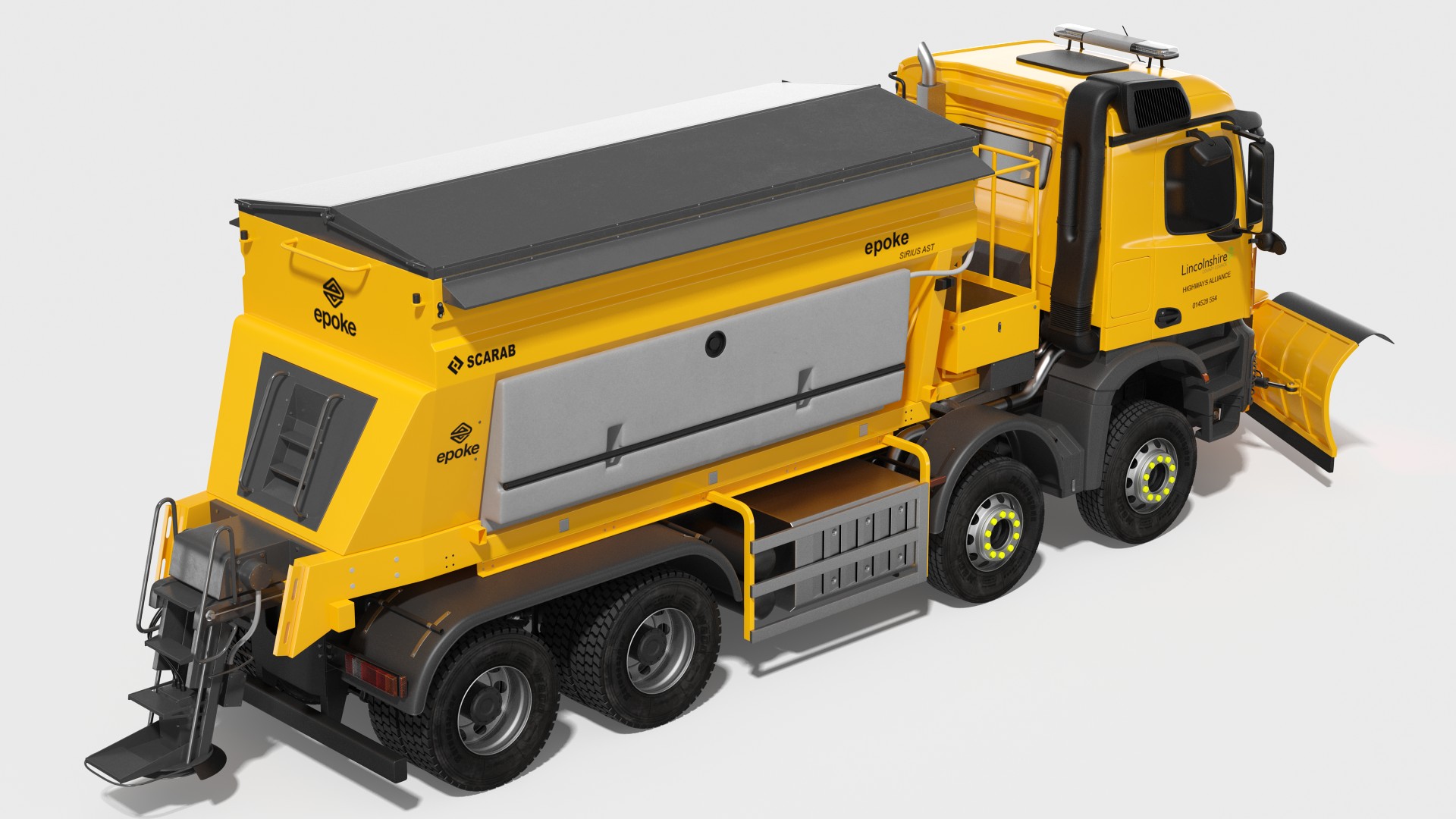 3D Mercedes 8x6 Arocs Gritter Truck Simple Interior model