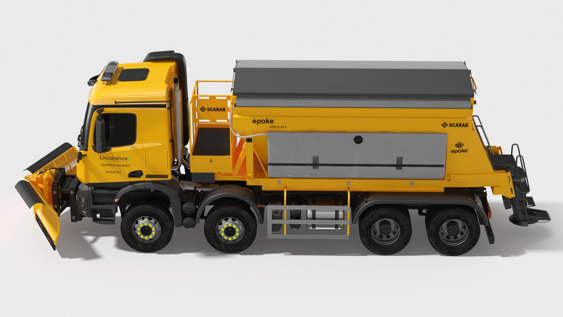 3D Mercedes 8x6 Arocs Gritter Truck Simple Interior model