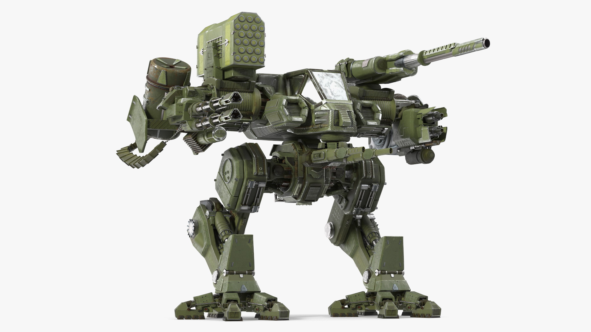 3D model Massive Walking Mech Green Old