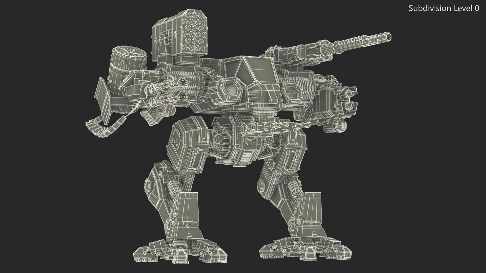 3D model Massive Walking Mech Green Old