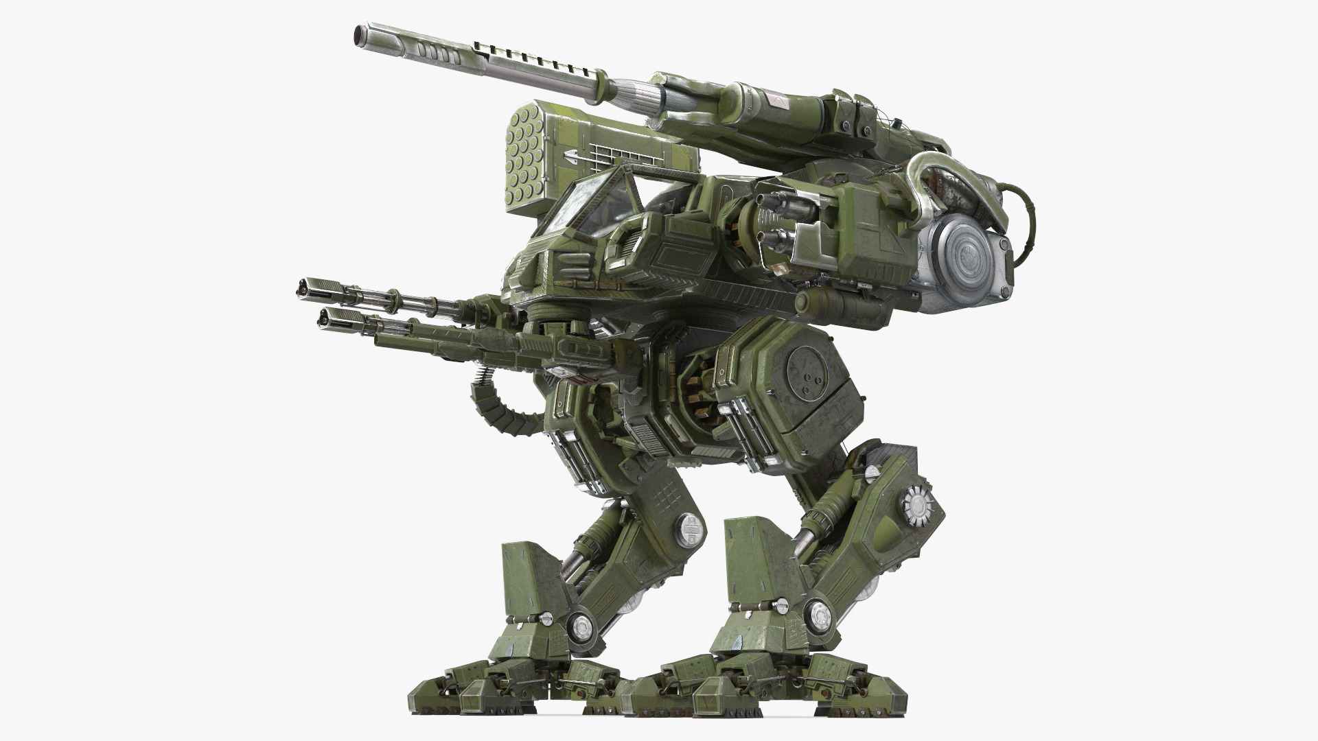 3D model Massive Walking Mech Green Old