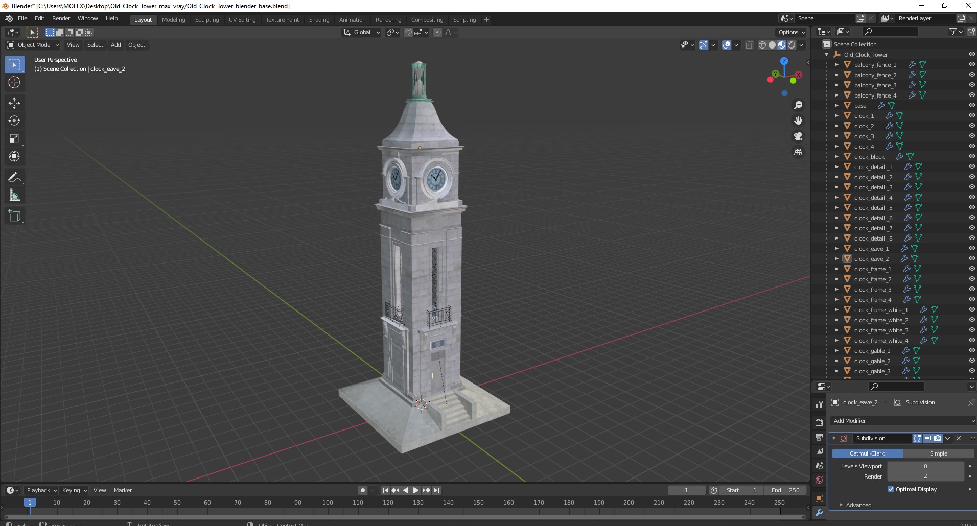 3D model Old Clock Tower