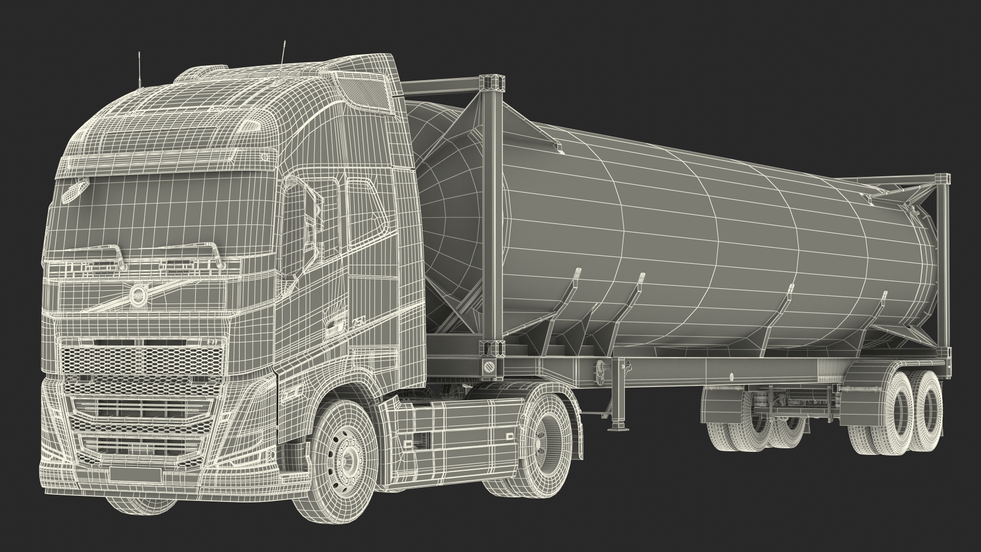 3D model Volvo FH16 750 Globetrotter Truck with Liquid Natural Gas Trailer