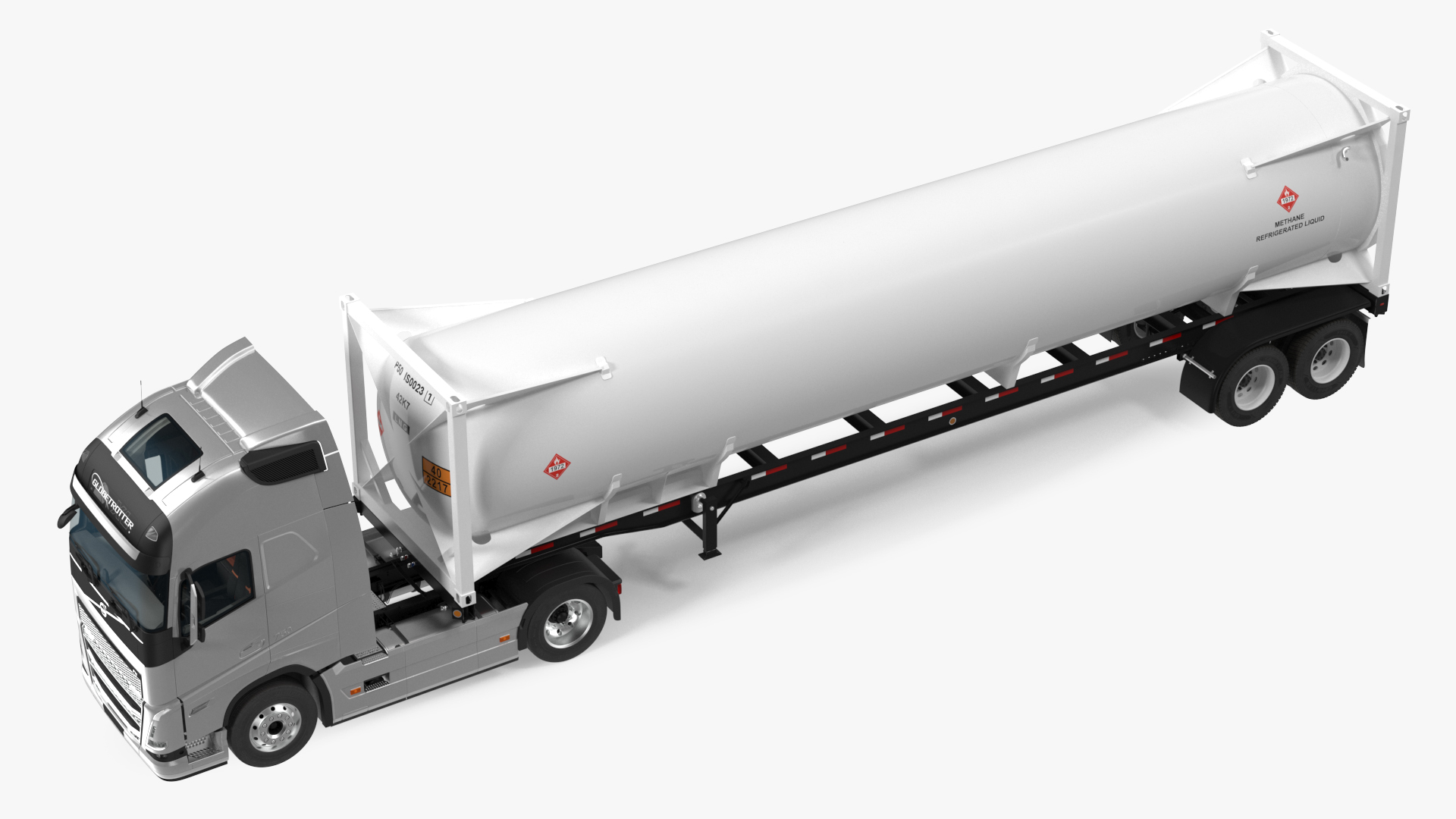 3D model Volvo FH16 750 Globetrotter Truck with Liquid Natural Gas Trailer