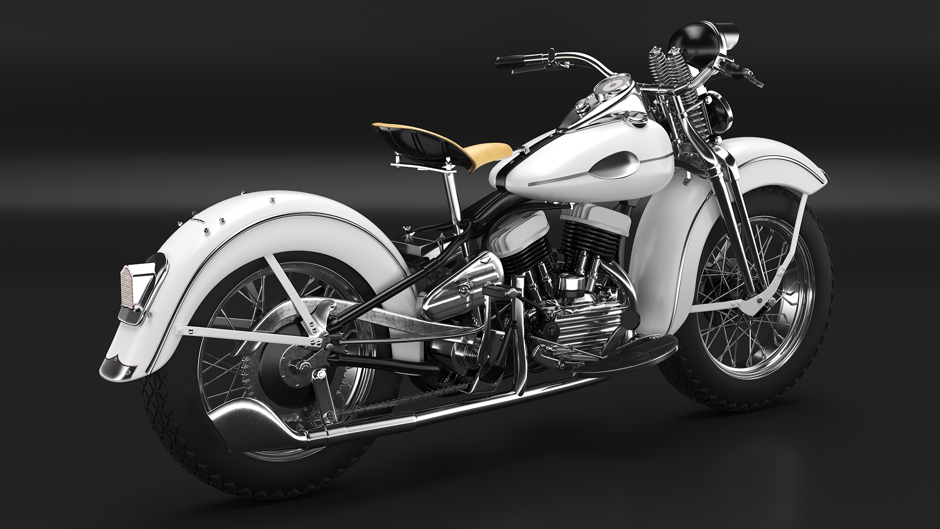 3D Retro Military Motorcycle White