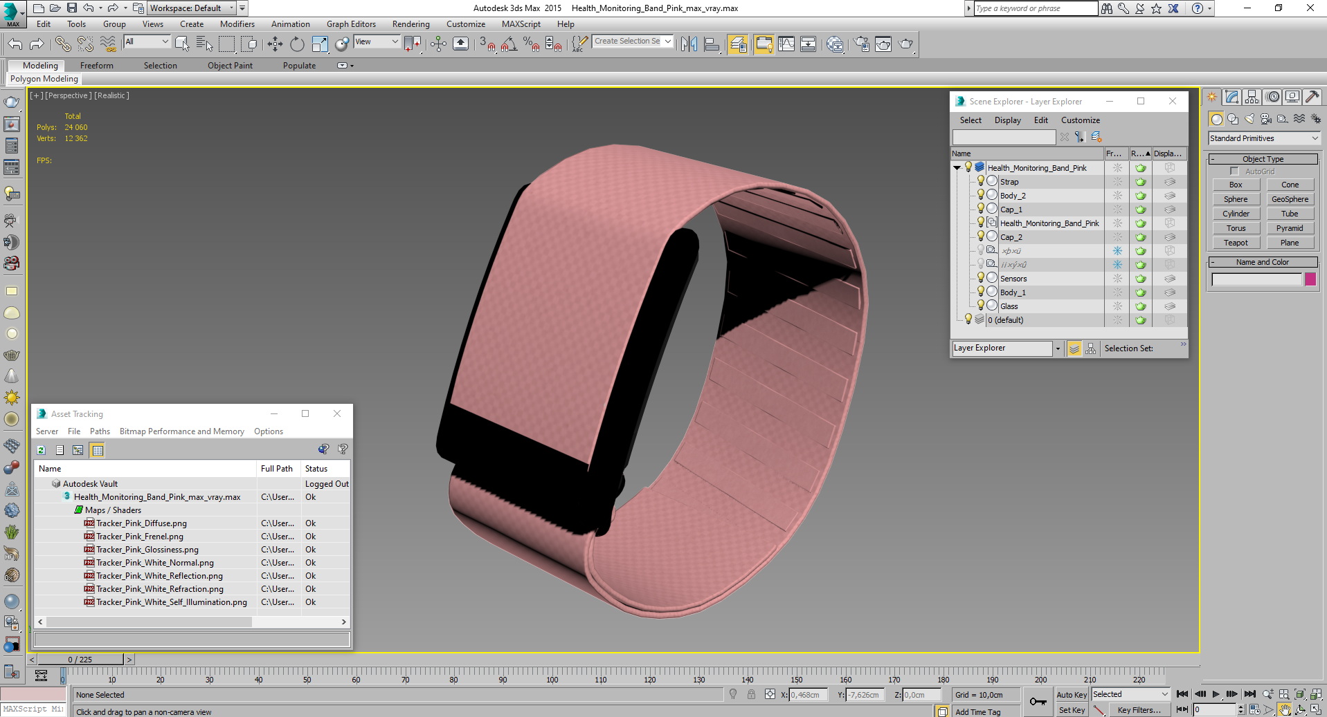 Health Monitoring Band Pink 3D