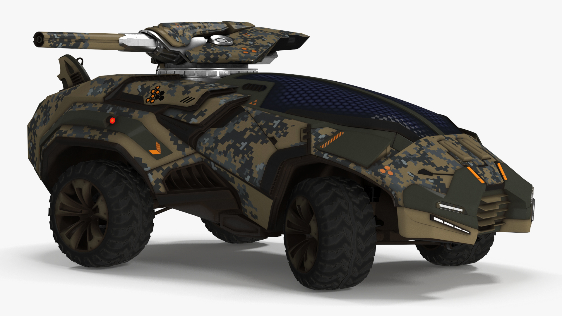 3D Futuristic Military Vehicle Rigged for Maya model