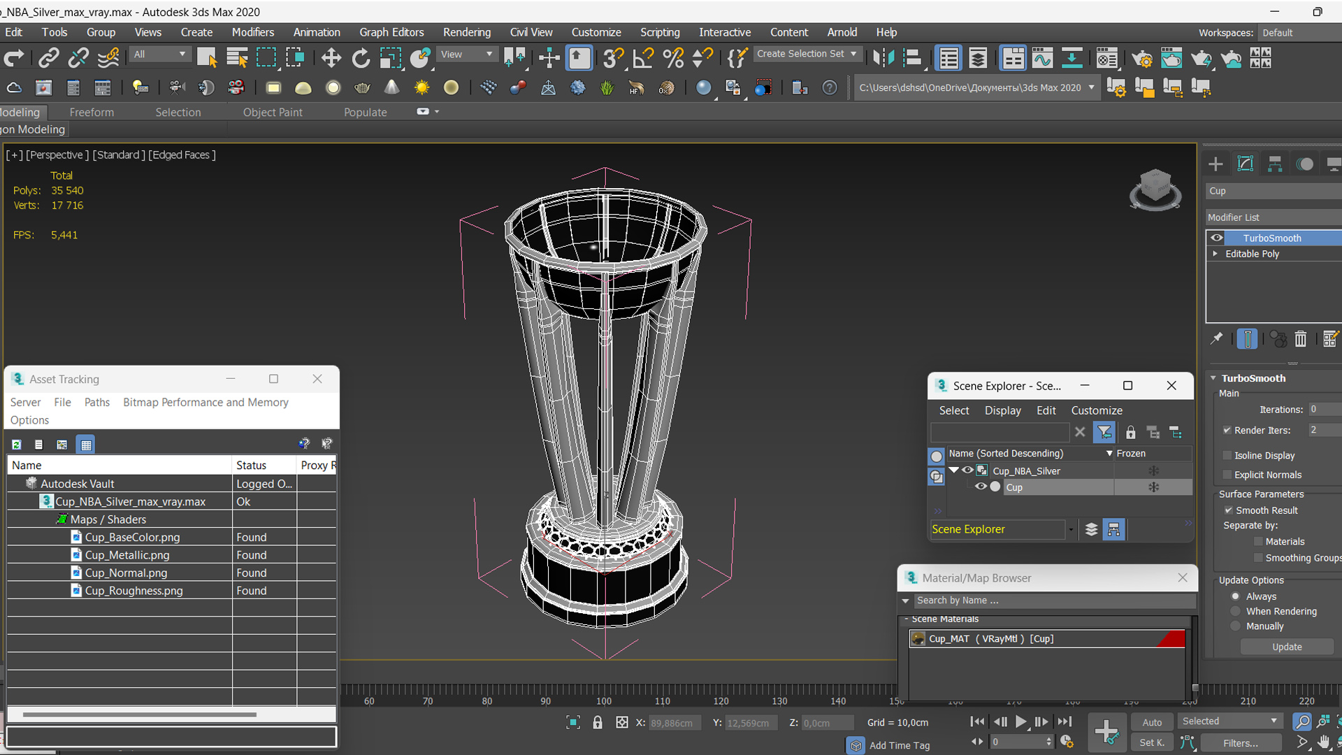 Cup NBA Silver 3D model