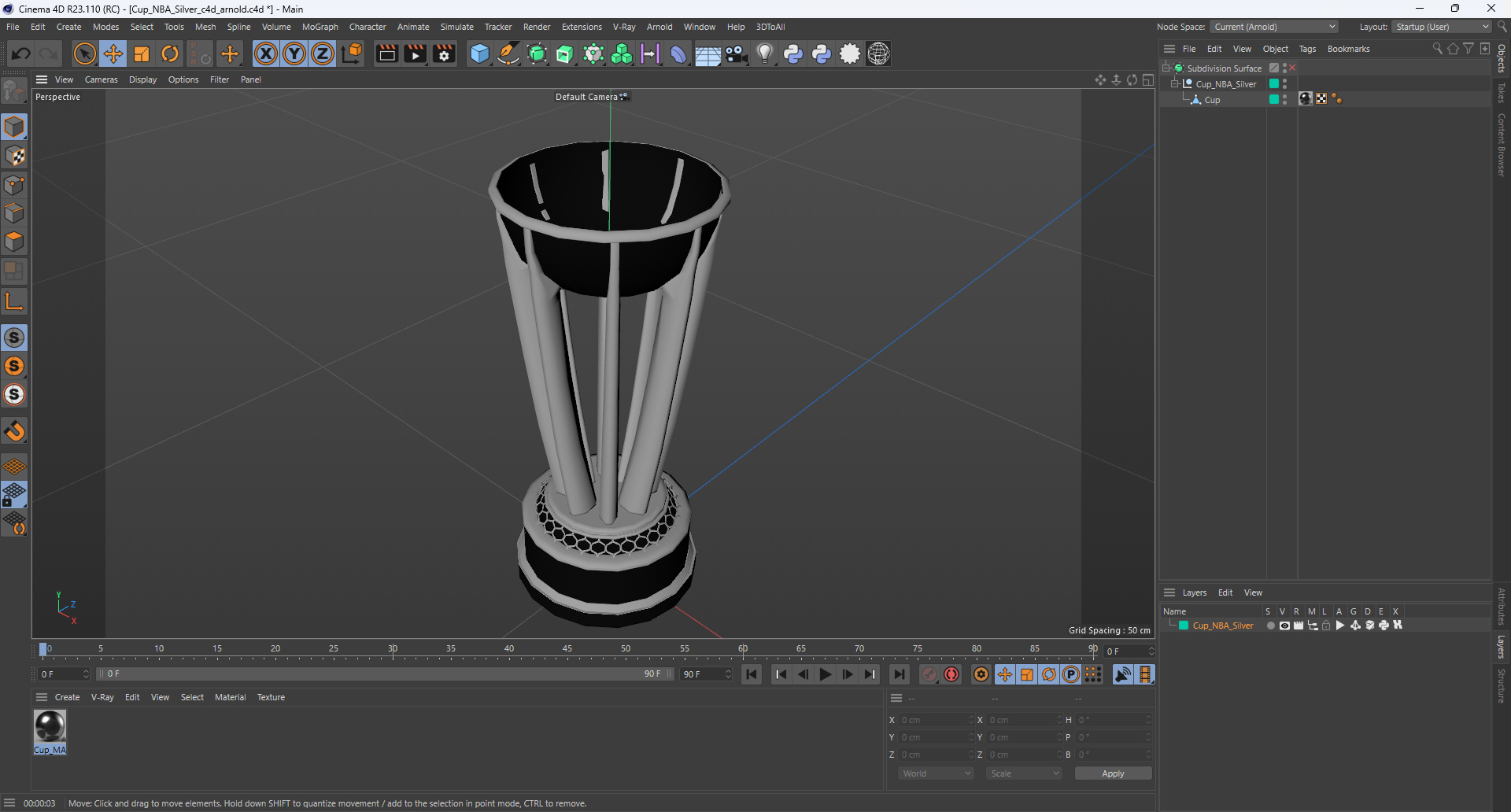 Cup NBA Silver 3D model