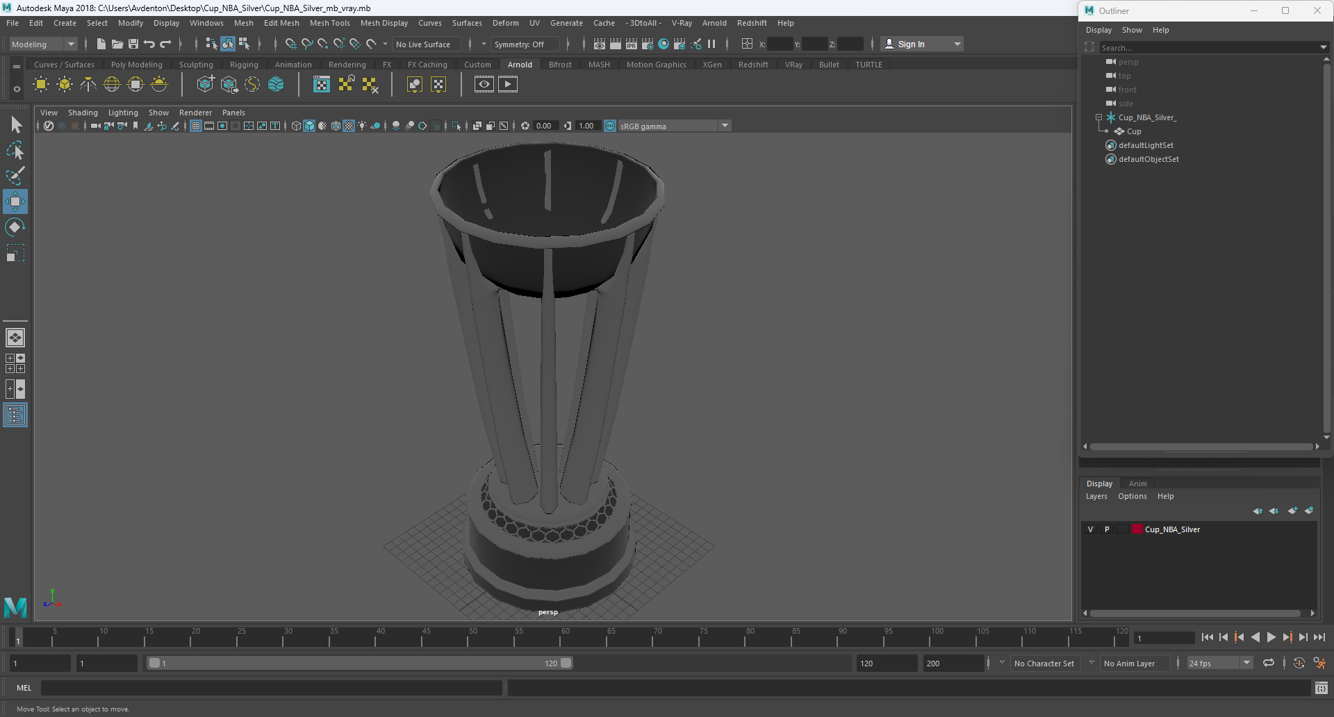 Cup NBA Silver 3D model