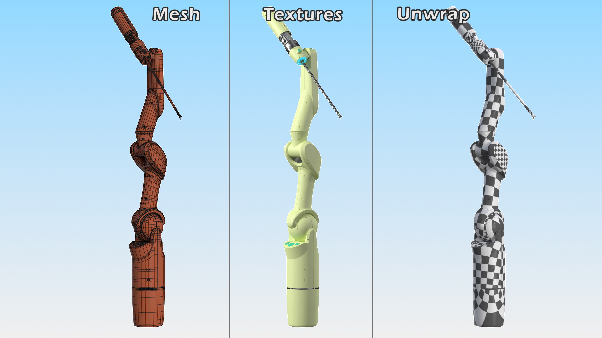 3D Medical Versatile Robotic Arm Rigged