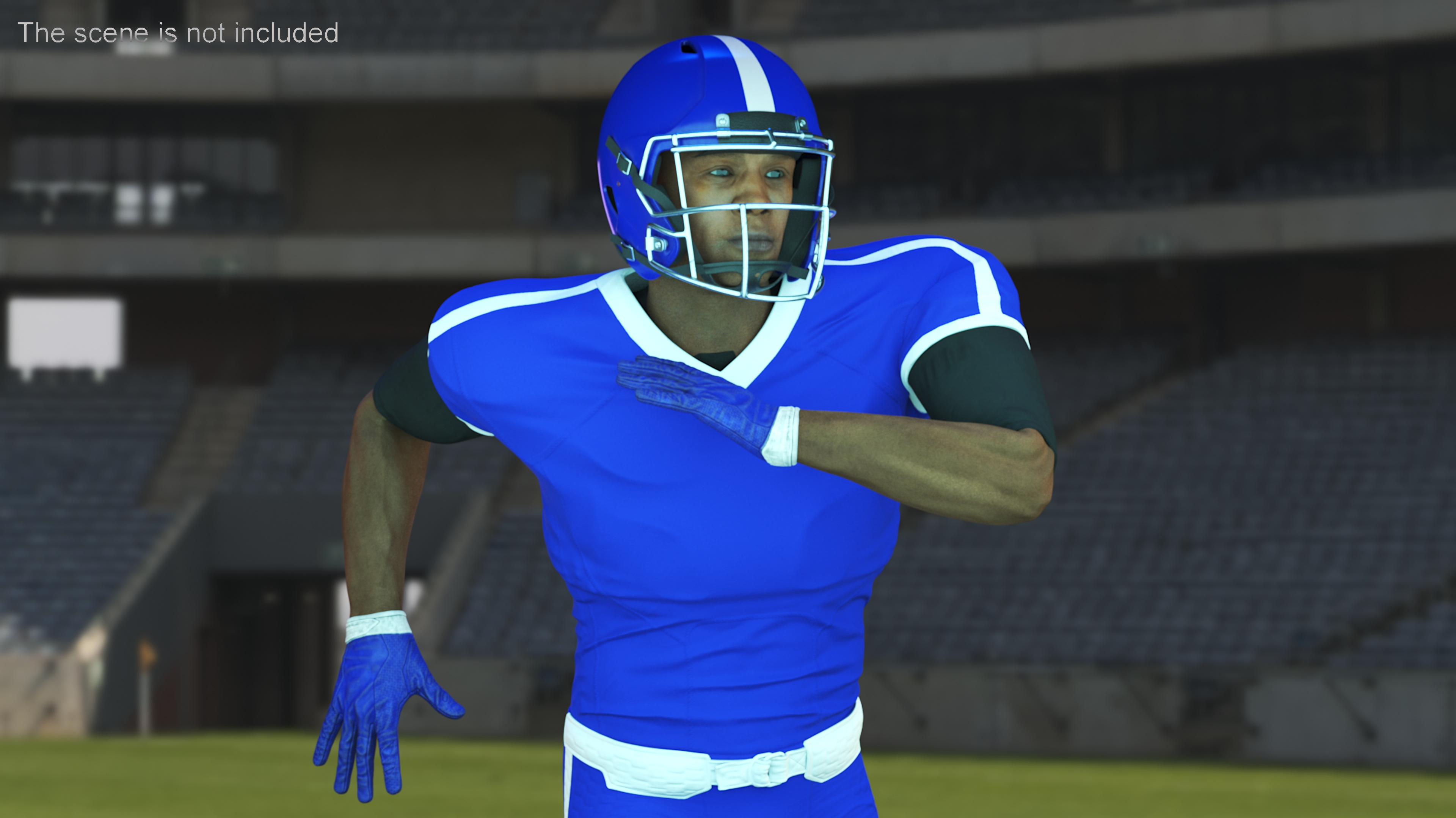 3D model Blue Uniform Black Man Football Player Rigged