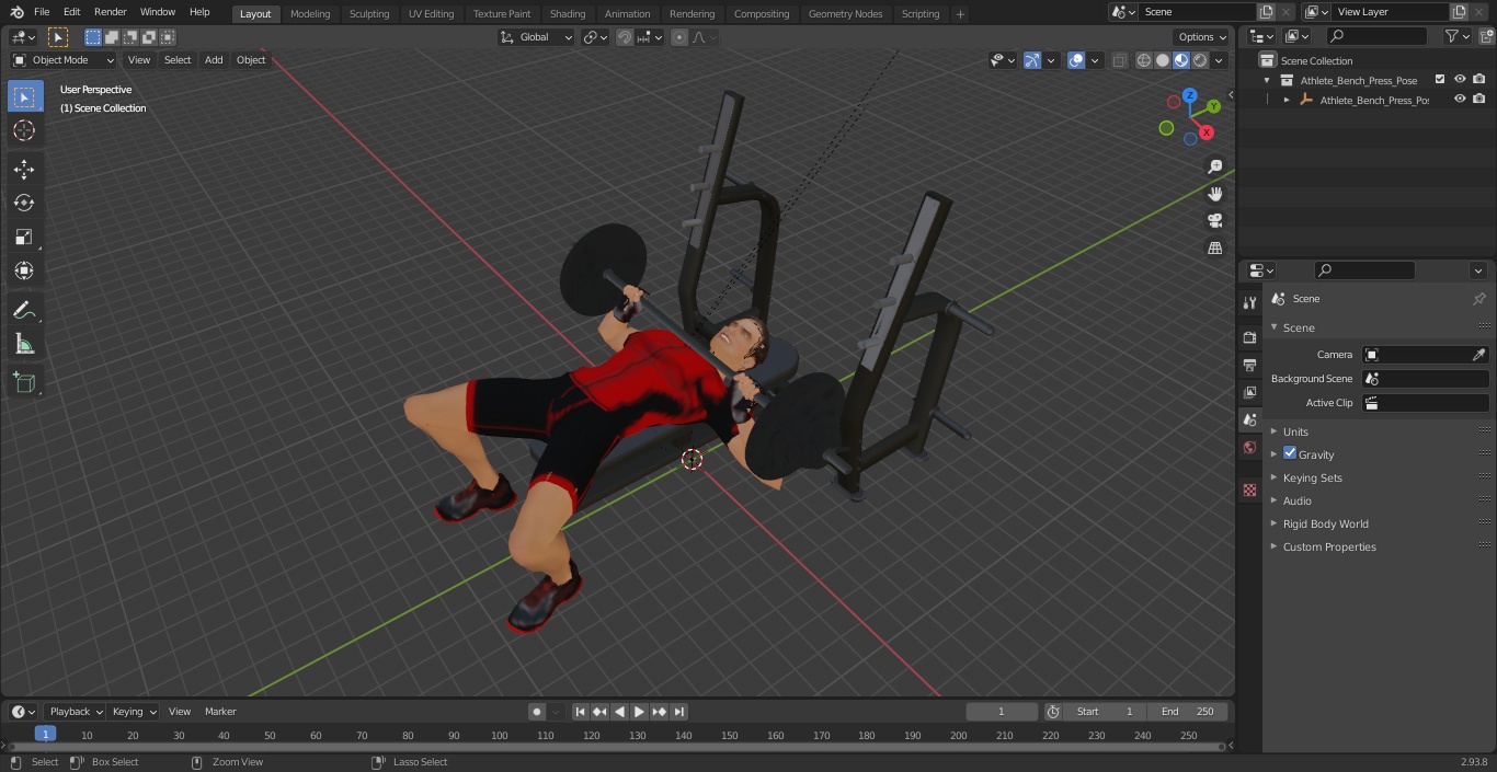 Athlete Bench Press Pose 3D model