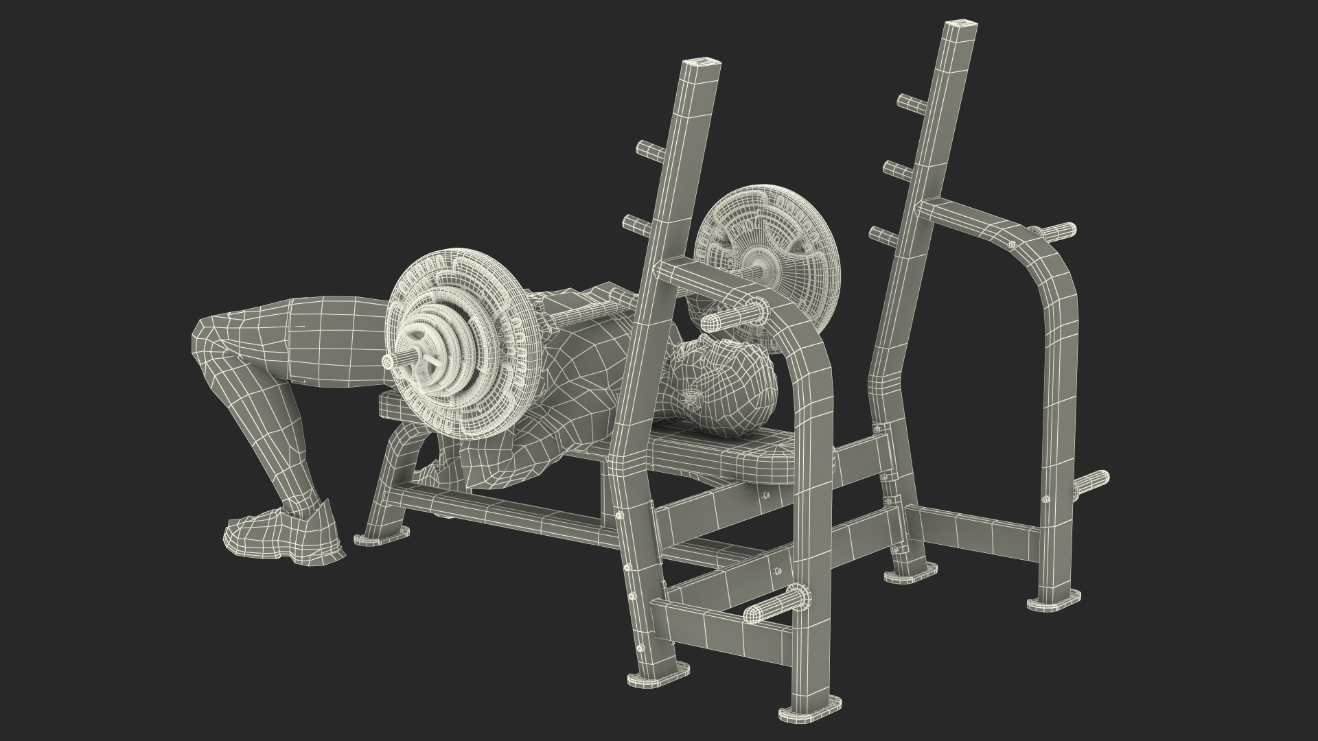 Athlete Bench Press Pose 3D model