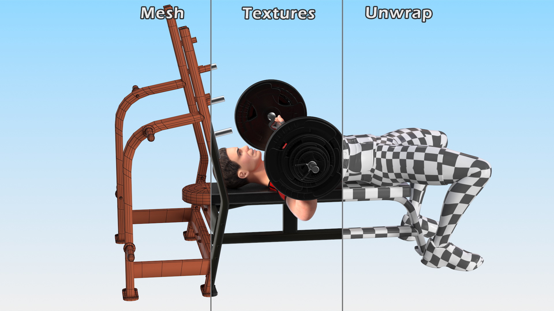 Athlete Bench Press Pose 3D model