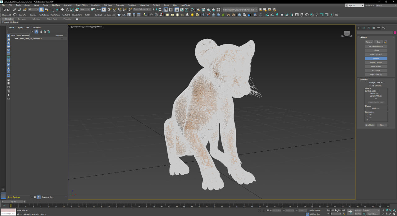 Lion Cub Sitting for 3D Print 3D model