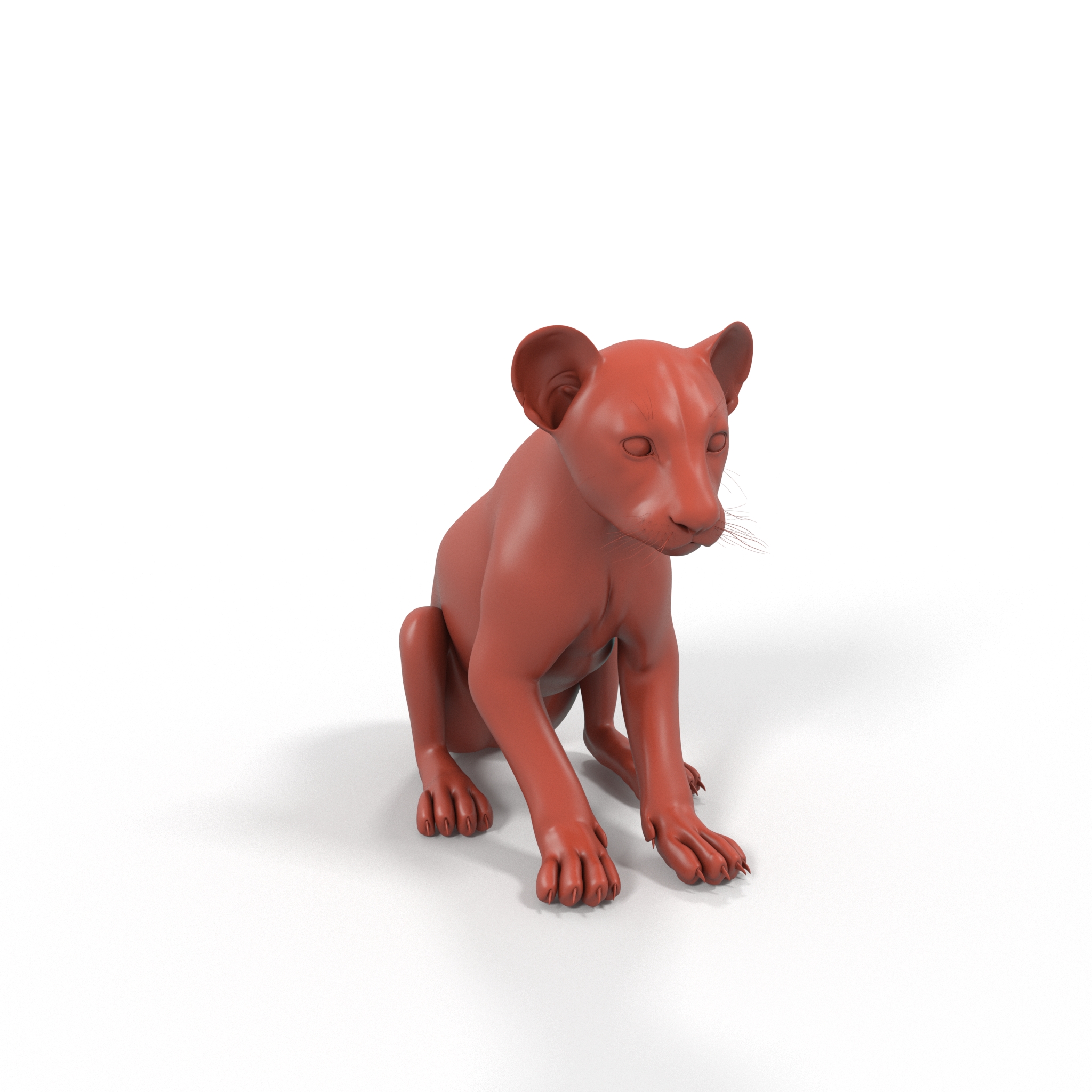 Lion Cub Sitting for 3D Print 3D model