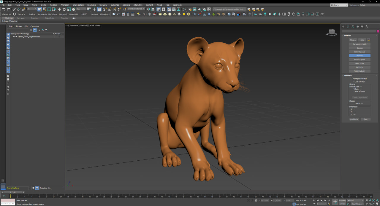 Lion Cub Sitting for 3D Print 3D model