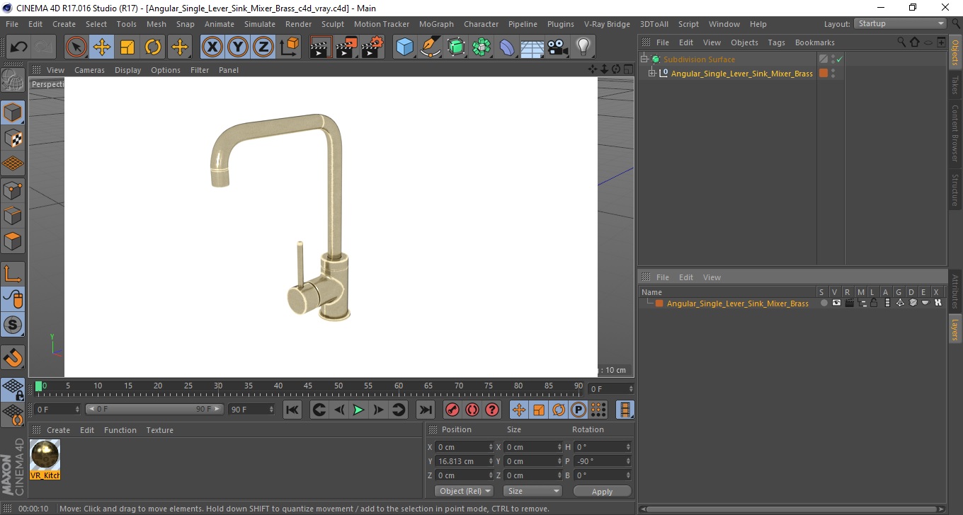 Angular Single Lever Sink Mixer Brass 3D