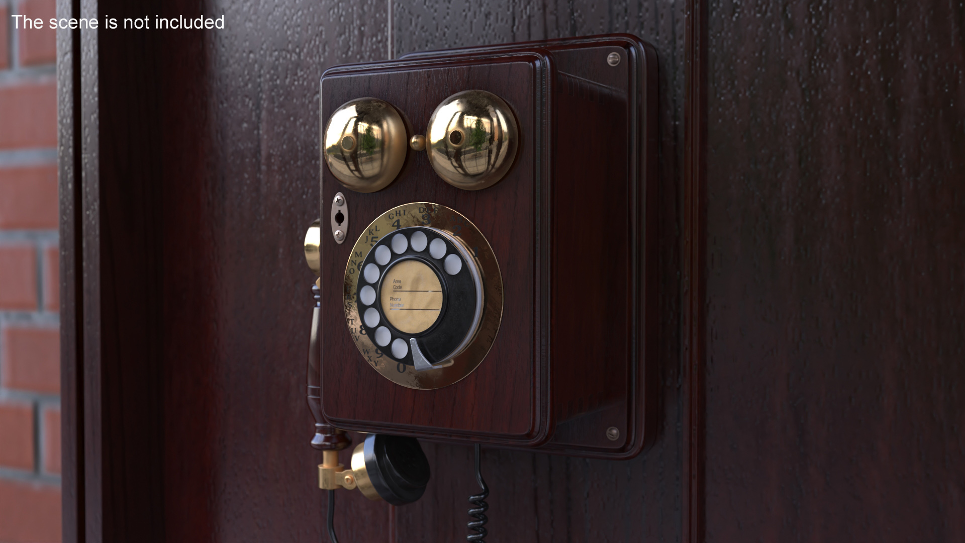 3D Wooden Phone Booth with Mounted Telephone