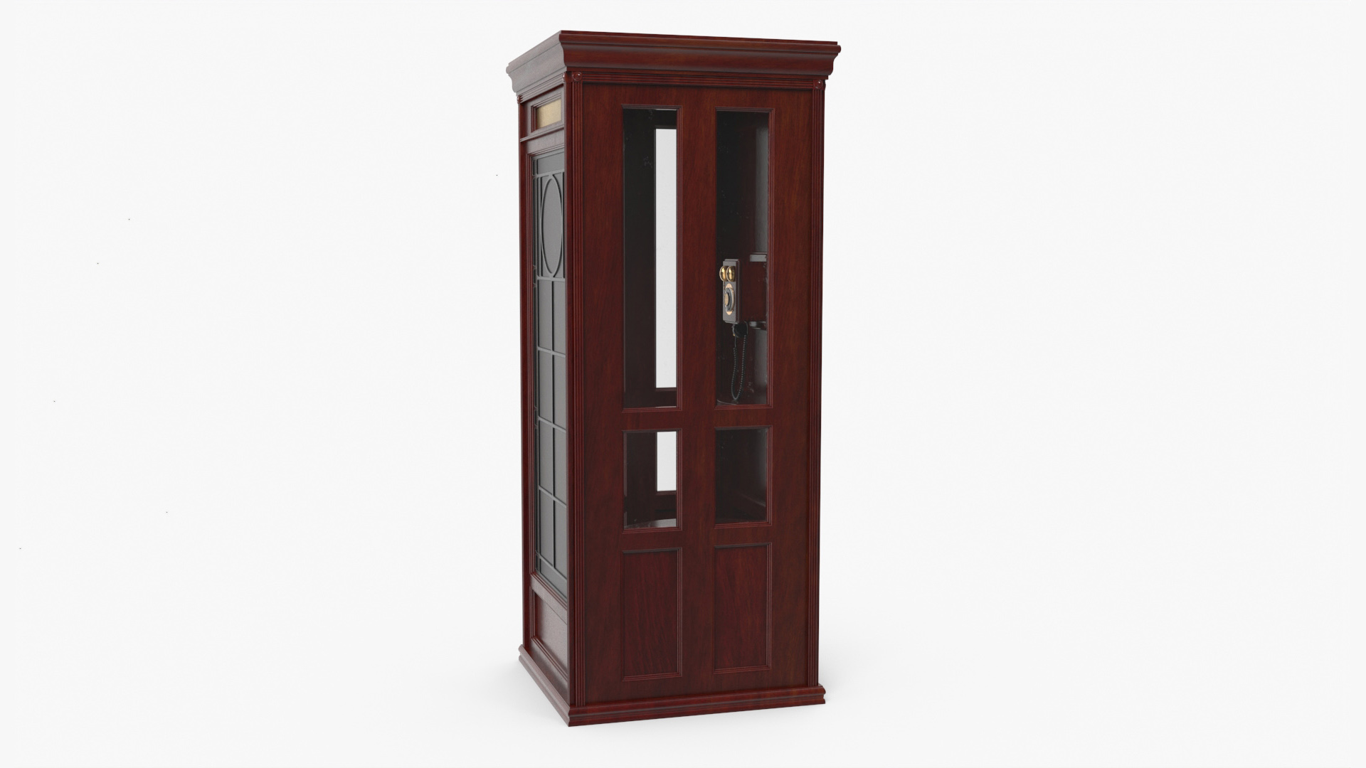 3D Wooden Phone Booth with Mounted Telephone