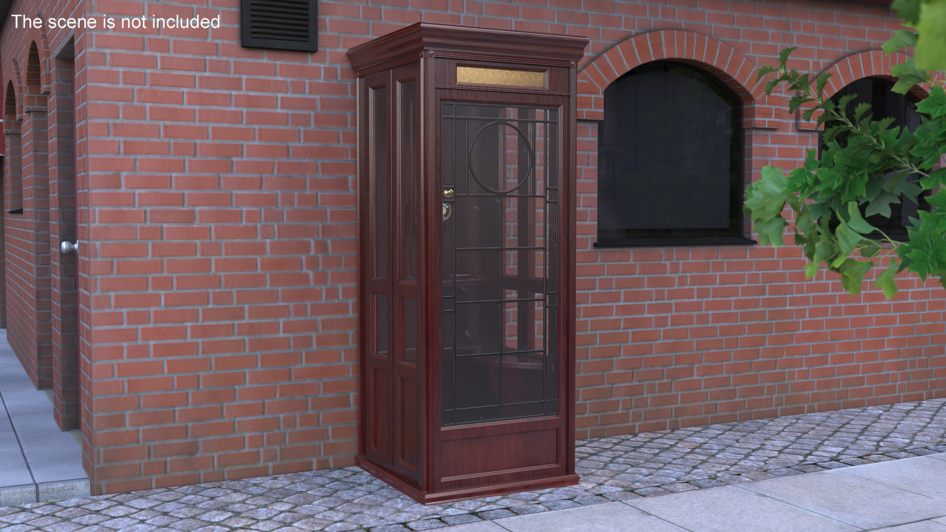 3D Wooden Phone Booth with Mounted Telephone