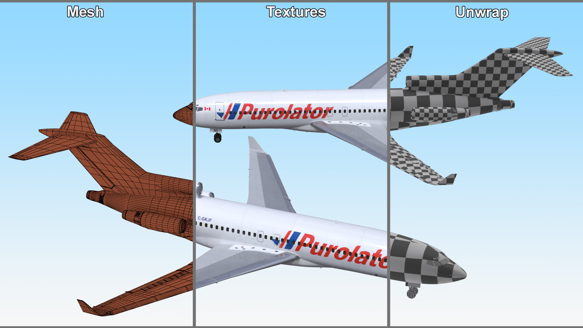 Boeing 727-100 Purolator 3D model