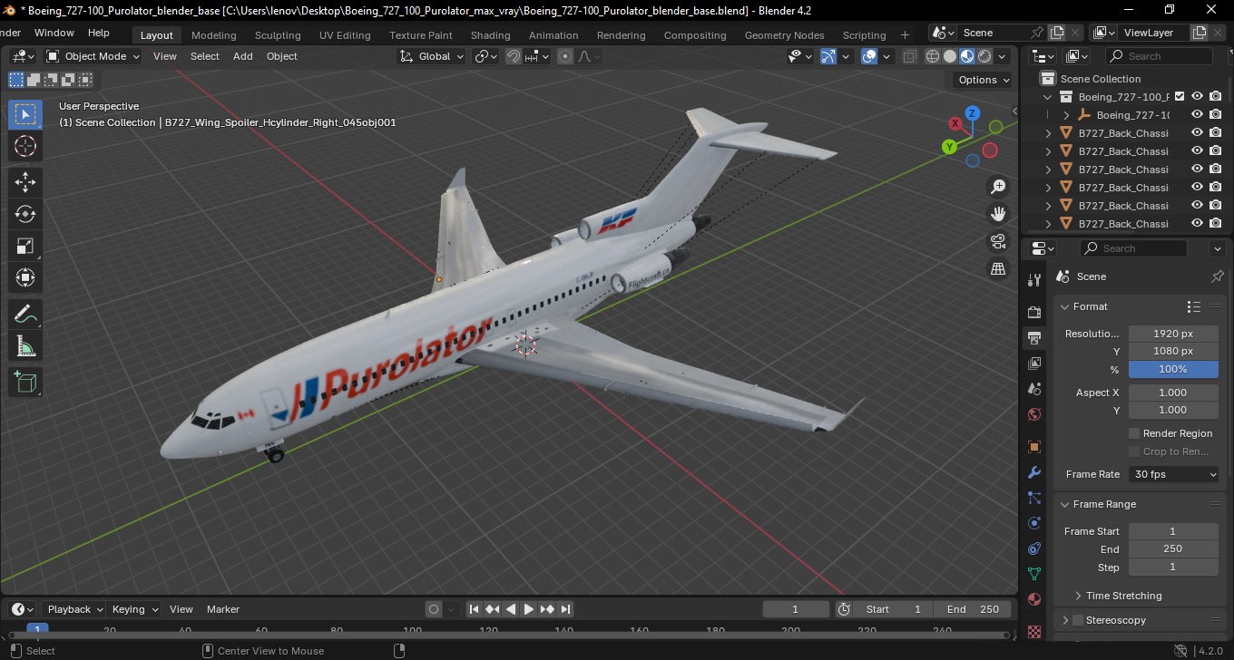 Boeing 727-100 Purolator 3D model