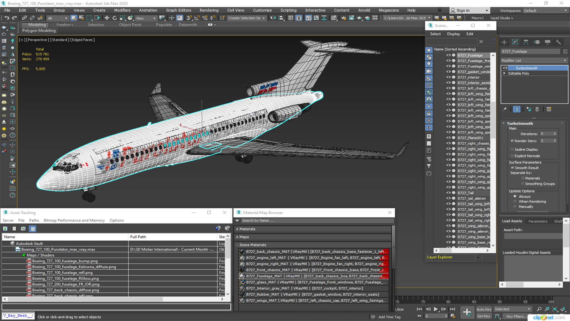 Boeing 727-100 Purolator 3D model