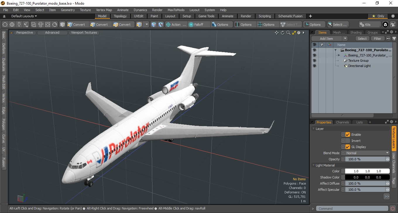 Boeing 727-100 Purolator 3D model