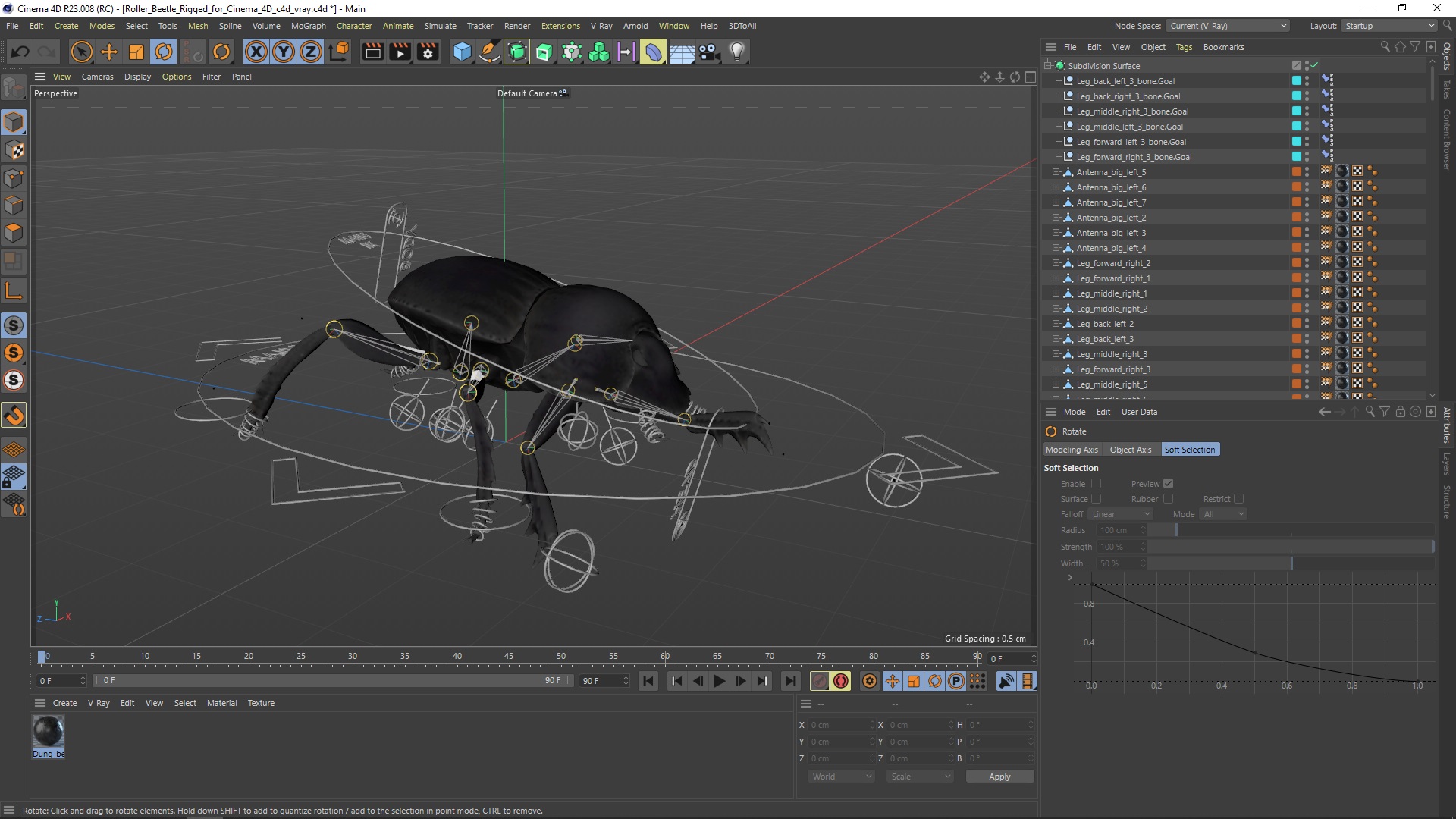 Roller Beetle Rigged for Cinema 4D 3D model