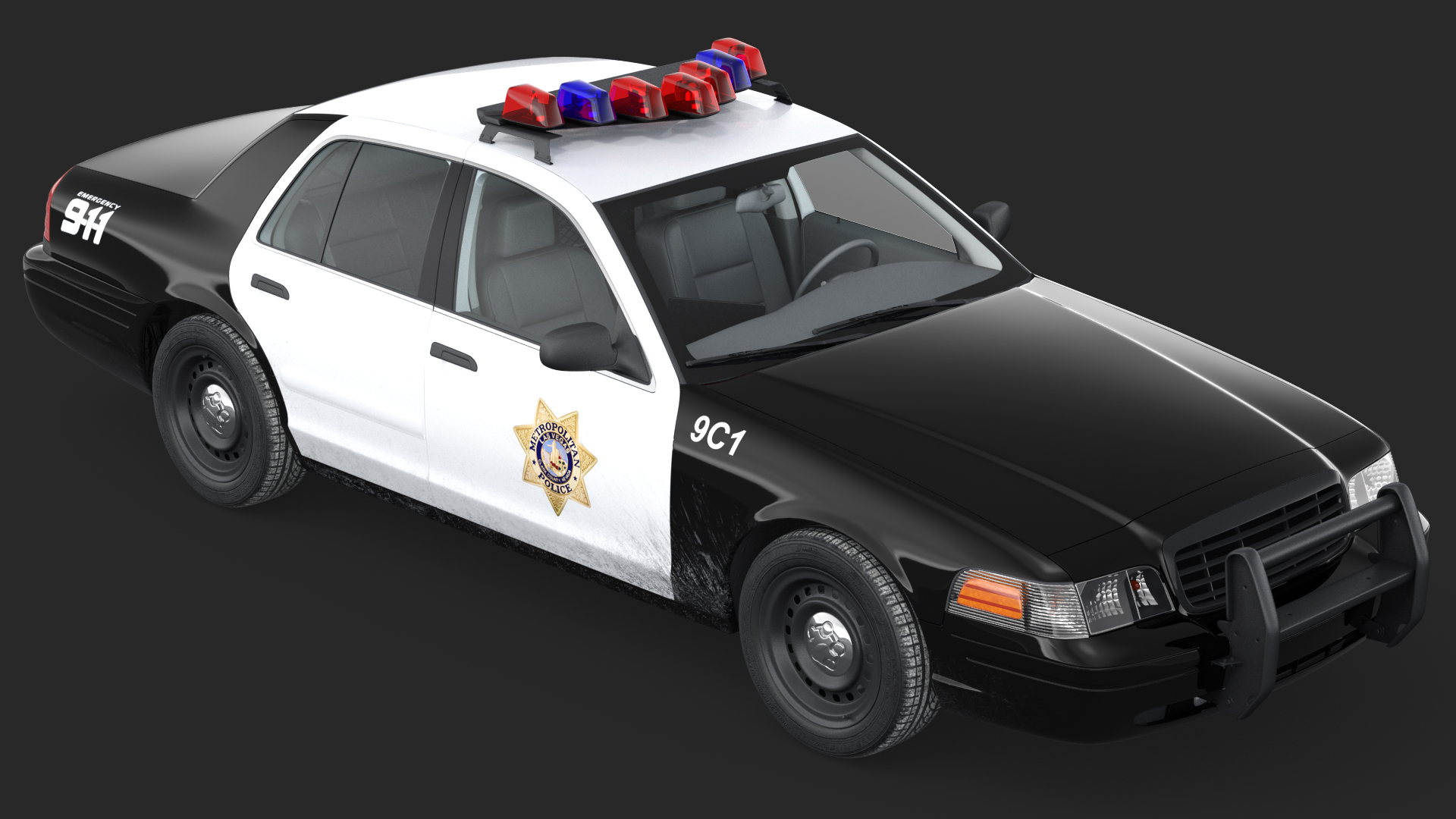 3D model Las Vegas Police Car Generic Rigged