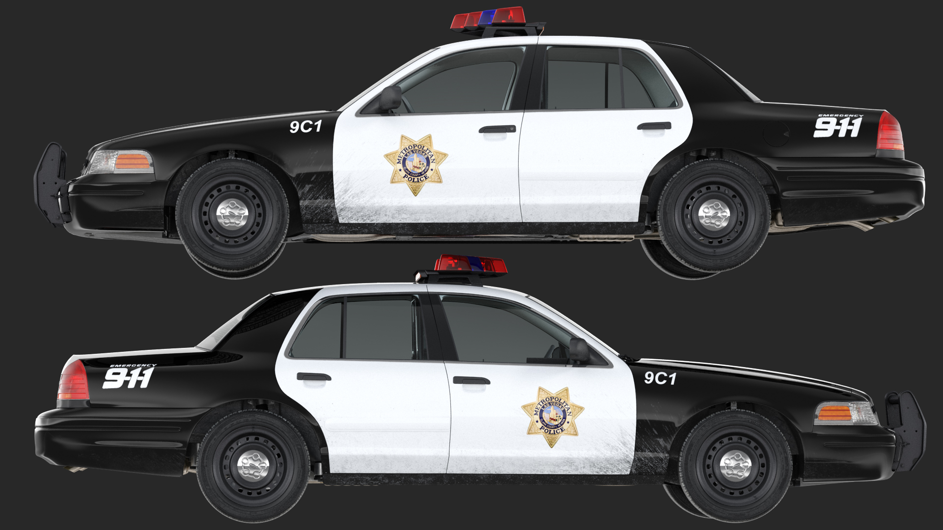 3D model Las Vegas Police Car Generic Rigged