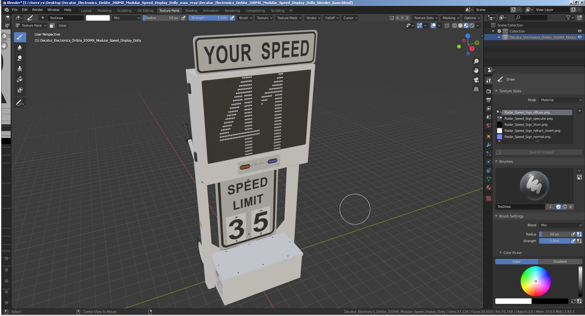 3D model Decatur Electronics OnSite 200MX Modular Speed Display Dolly