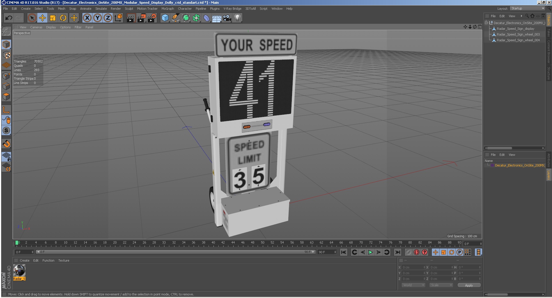 3D model Decatur Electronics OnSite 200MX Modular Speed Display Dolly