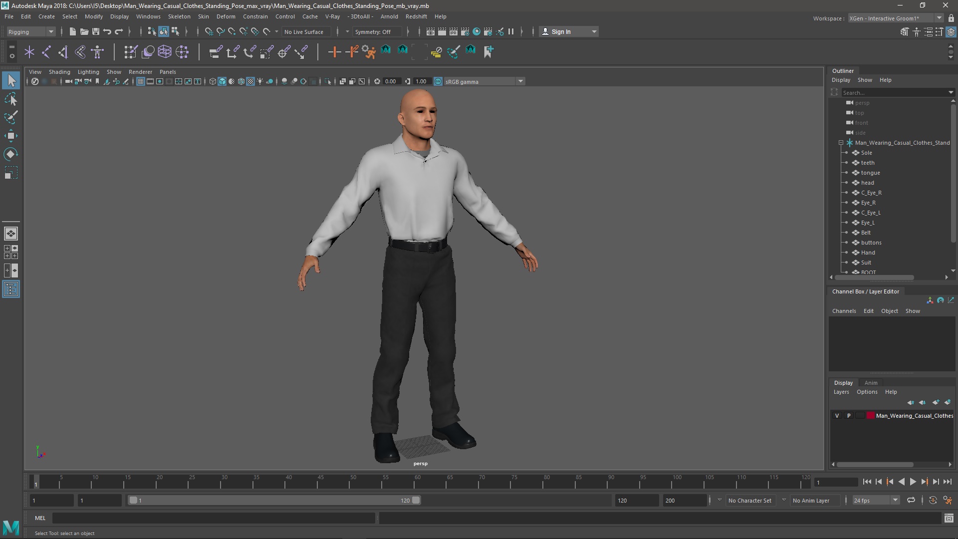 3D model Man Wearing Casual Clothes Standing Pose