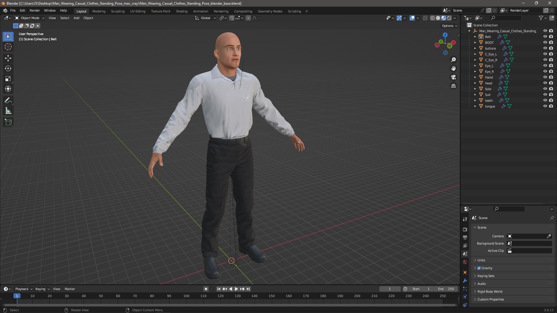 3D model Man Wearing Casual Clothes Standing Pose