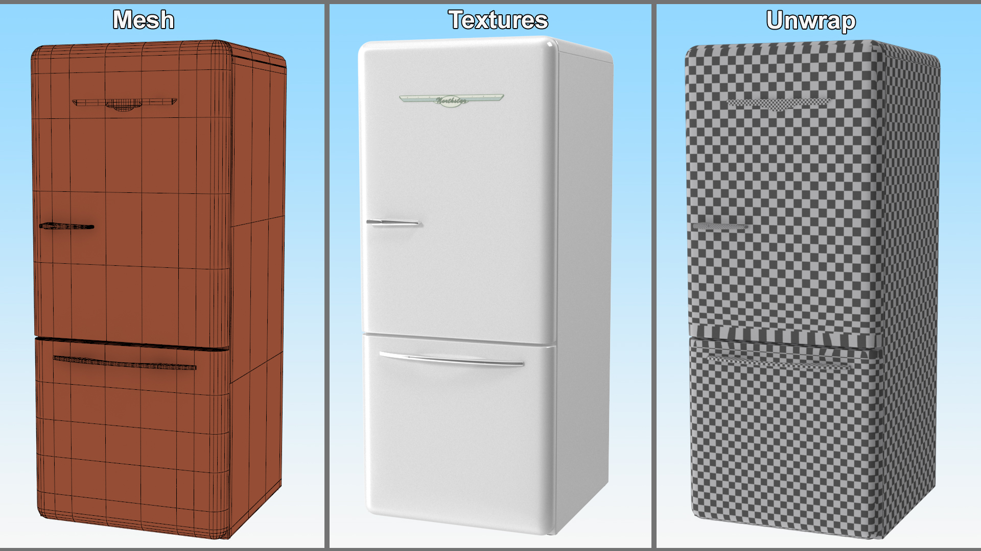 3D Vintage Style Refrigerator