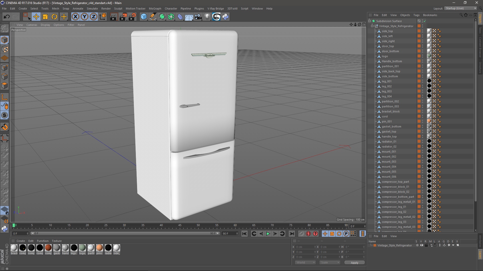 3D Vintage Style Refrigerator