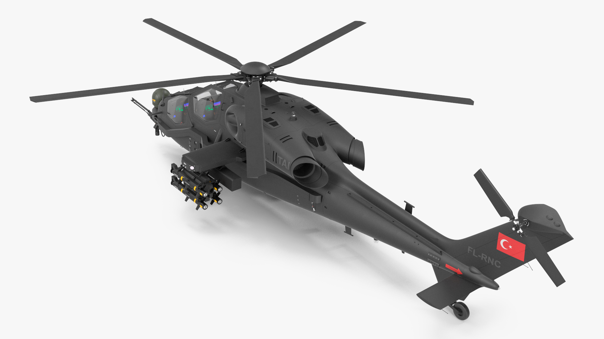 3D Black T129 ATAK Helicopter