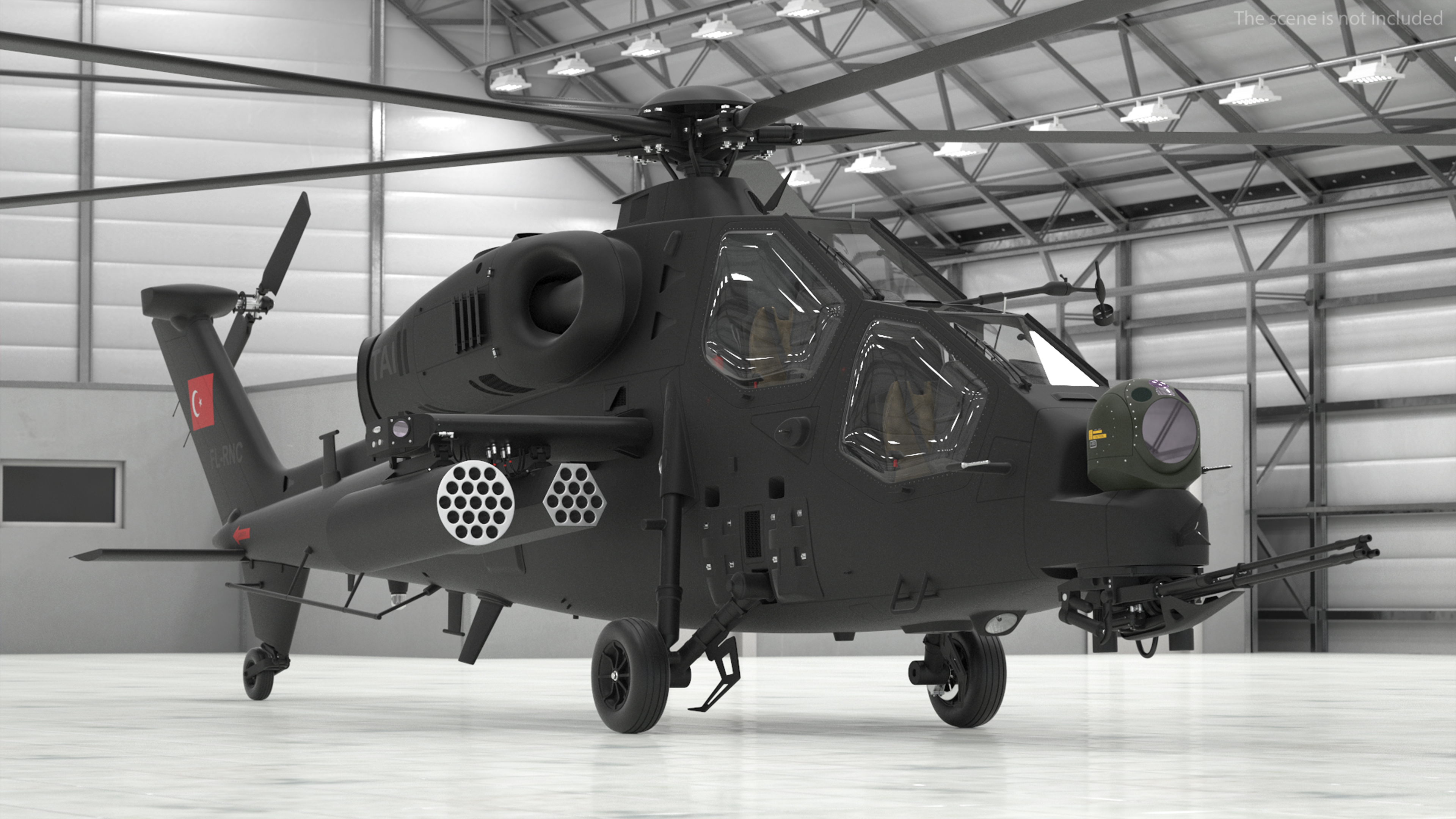 3D Black T129 ATAK Helicopter