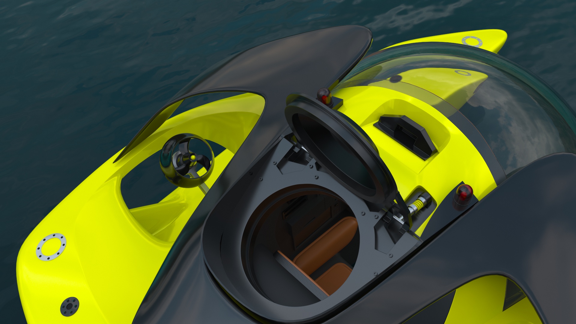 3D Luxurious Personal Submarine Ocean Rigged