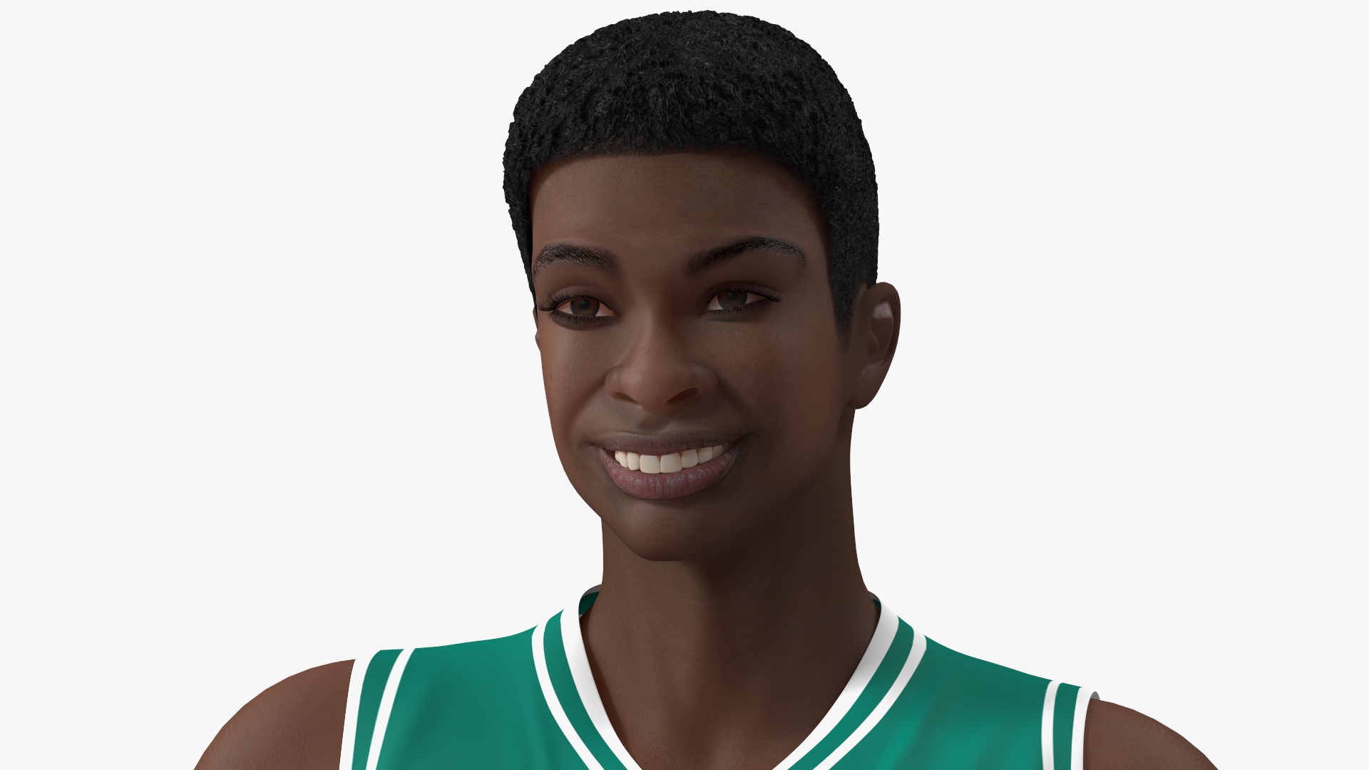 3D model Dark Skin Teenager Basketball Player Standing Pose