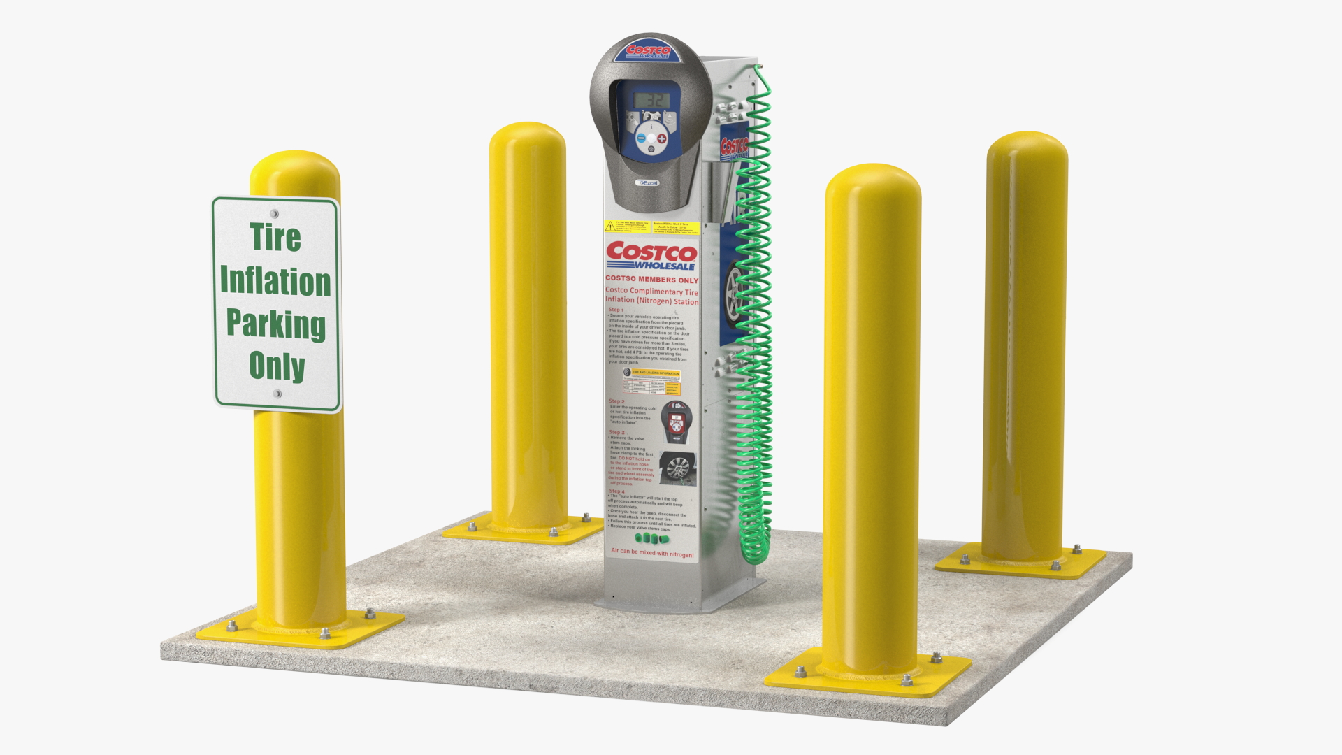 3D Self Service Tire Air Station Pillar Blue