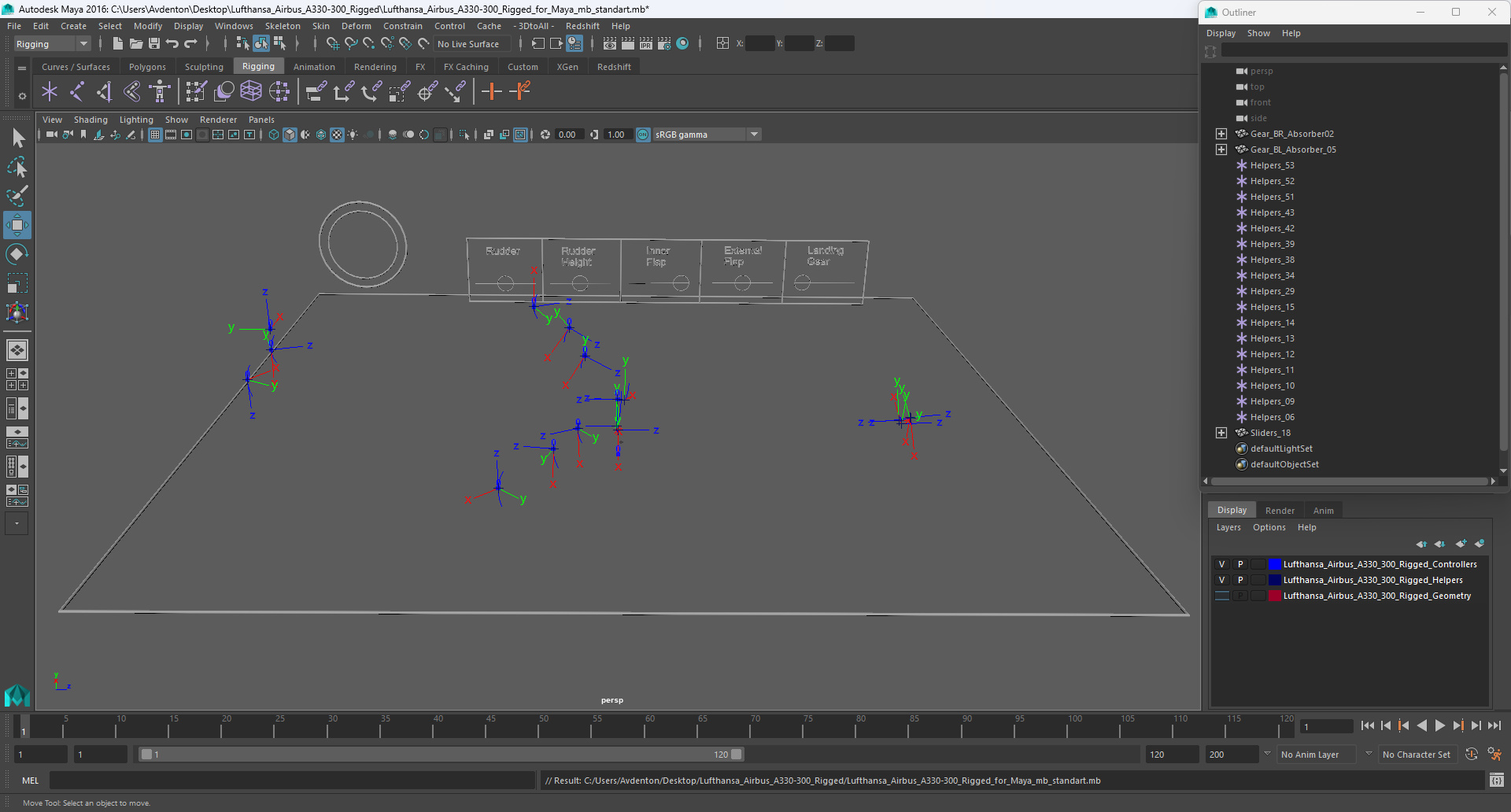 3D Lufthansa Airbus A330-300 Rigged for Maya