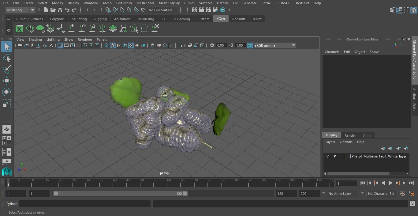 3D Pile of Mulberry Fruit White model