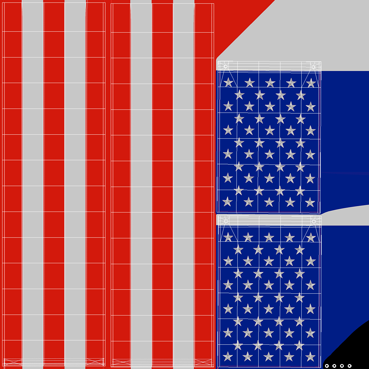 Pull Down US Flags Set 3D