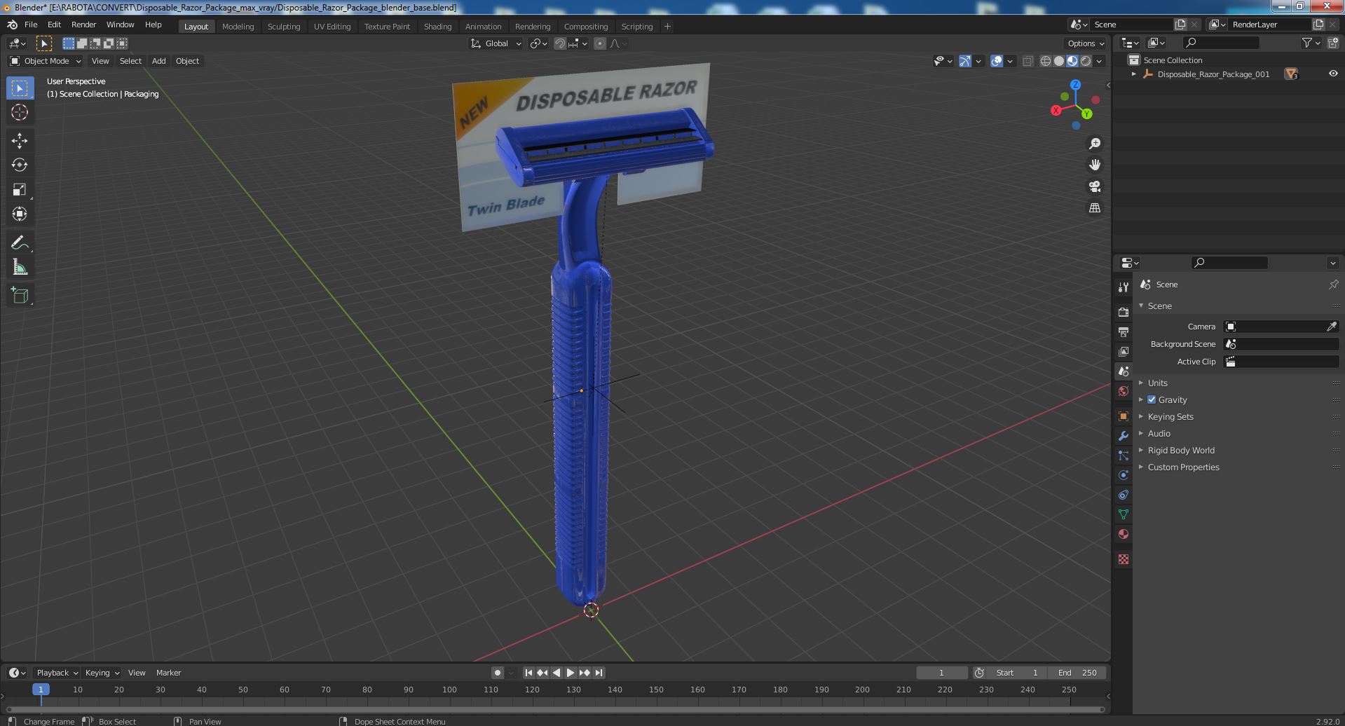 Disposable Razor Package 3D model